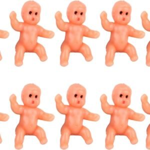 10 Pcs King Cake Babies, 1.2" Tiny Plastic Mini Babies, Suitable for Baby Shower Ice Cube Game Party Favor Decorations Nude