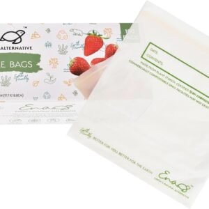 100% Compostable Food Storage Bags [Quart 100 Pack] Eco-Friendly Freezer Bags, Resealable Bags, Heavy-Duty, Reusable, Off-White by Earth's Natural Alternative