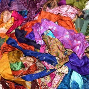 100g Silk Fabric Scraps, Recycled, Upcycled, Waste Remnants, Mystery Bag Lot, Mixed Fabric, Silk for Nuno