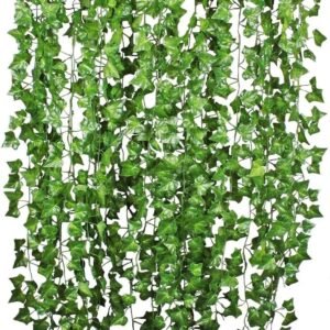 12 Pack 84 Feet Fake Ivy Leaves Artificial Garland Greenery Hanging Plant Vine,Artificial Ivy Fake Vines Artificial Ivy, Fake Foliage Flowers for Wedding Wall Decor, Party Room Decor,Green