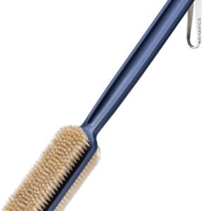 MainBasics Back Scrubber for Shower – Long Handle Dual-Sided Brush for Body Wash & Scrubbing with Exfoliating & Soft Bristles (Ultramarine, Plastic)