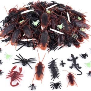 ASTARON 210 Pcs Realistic Bugs Plastic Trick Joke Toys Cockroaches Spiders Centipedes Scorpions for Halloween Party Fool's Day Decoration