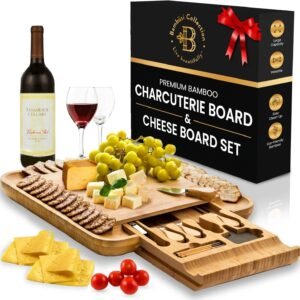 Charcuterie Board - Bamboo Cheese Board and Charcuterie Gift Set with Knife for Entertaining - Bridal Shower Gift, Wedding Gifts for Couples 2024, Housewarming Gifts New Home