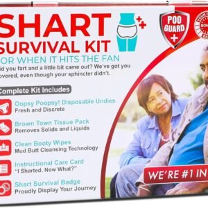 Funny Shart Survival Kit by Witty Yeti. Ultimate Poop Prank Gag Gift Set Contains Wet Wipes, Disposable Underwear, Tissues and Hilarious Badge. Novelty Fart Potty Pack Great for Friends or Family