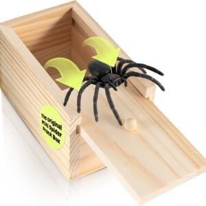 Mini Spider Prank Box - Surprise Wooden Gag Gift, Perfect for Birthday, Christmas, Harmless Joke with Rubber Spider, Startling & Reusable Prank Kit