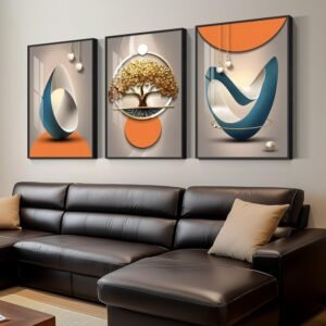 Framed Modern Luxury Large Wall Art for Living Room, Bright Style Abstract Paintings Artwork for Walls, Set of 3 Piece Contemporary Art Prints, Big Pictures for Hallway, Office Wall Decor 24x36 Inch