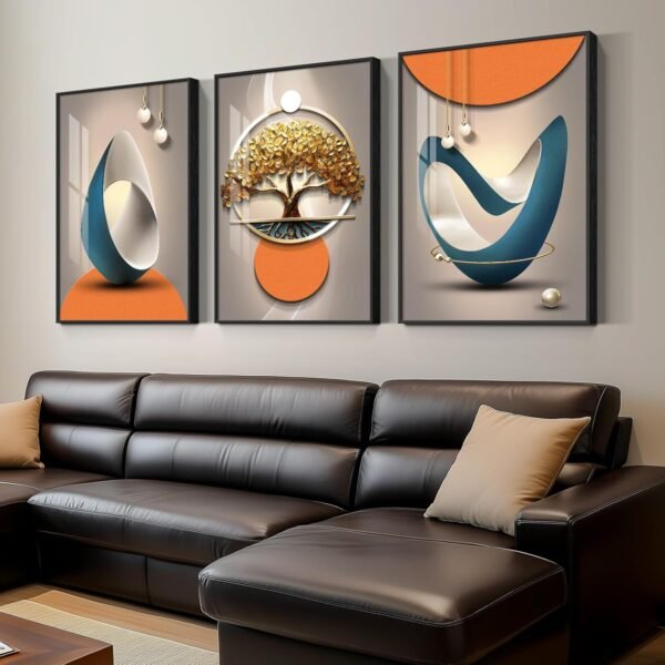 Framed Modern Luxury Large Wall Art for Living Room, Bright Style Abstract Paintings Artwork for Walls, Set of 3 Piece Contemporary Art Prints, Big Pictures for Hallway, Office Wall Decor 24x36 Inch