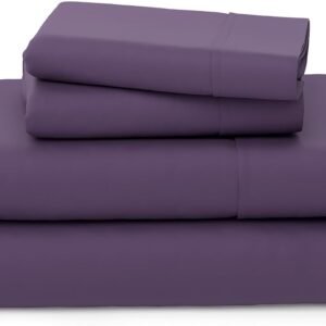 Cosy House Collection Luxury Bamboo Sheets - Blend of Rayon Derived from Bamboo - Cooling & Breathable, Silky Soft, 16-Inch Deep Pockets - 4-Piece Bedding Set - Queen, Purple