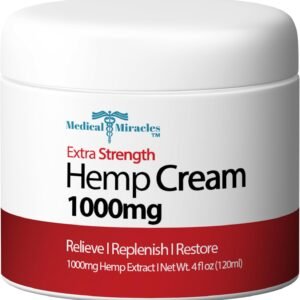 Medical Miracles Hemp Relief Cream - Ideal for HIPS, Joints, Neck, Back, Elbows, Fingers, Hands, and Knees Proudly Made in USA (1000mg) Now New 4OZ Size