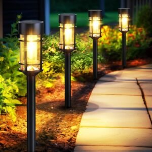 Solar Pathway Lights, 8 Pack LED Solar Lights Outdoor Waterproof, Glass Solar Garden Lights Landscape Lighting for Yard Lawn Walkway Driveway, 3000K