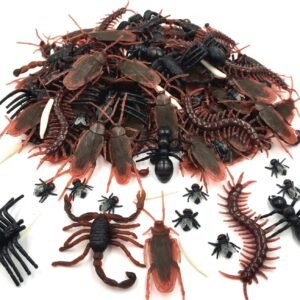 150pcs Realistic Bugs Plastic Fake Bug Trick Toys Insects Halloween Prank Toy Bugs Cockroaches Spiders Worms Centipedes Scorpions for Kids April Fool's Day Prank Party Favors