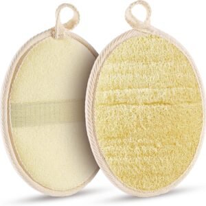 2PCS Premium Natural Loofah Sponge Exfoliating Body Scrubber, Shower Loofah for Men, Women and Kids, Shower Scrubber for Body and Face, Made with Eco-Friendly and Biodegradable Luffa Sponge