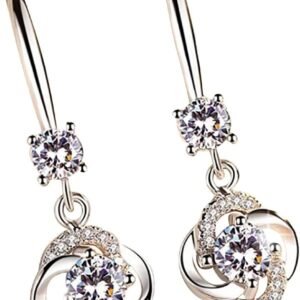 2023 New Diamond-Studded Creative Earrings, Elegant Temperament Long Four-Leaf Earrings Pendant Jewelry Birthday Gifts for Women Girls