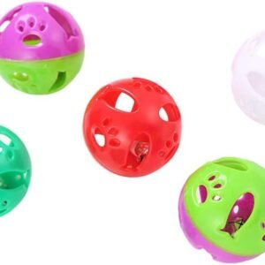 5Pcs Pet Cats Ball Toys Set, Kitten Cute Hollow Fish Shape Bell Ball Scratch Playing Chew Toy for Cats Interactive Toys Random Color 5pcs