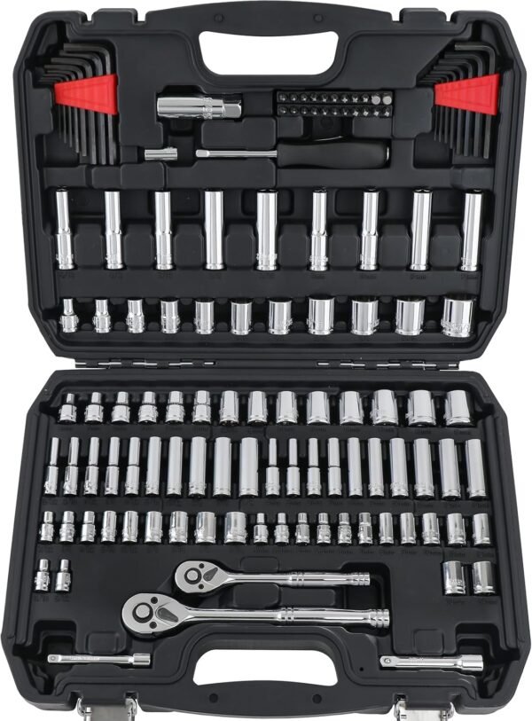 Amazon Basics Mechanic's Tool Socket Set With Case, 123-Piece