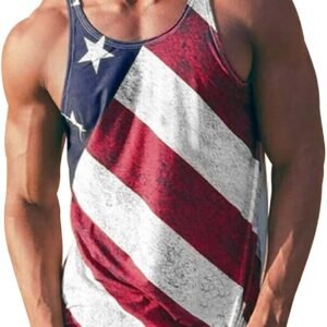 American Flag Sweater American Vintage Flag Men Tank Tops July 4Th Abstract Cool Workout T-Shirts Fitness Vest Athletic Undershirts(A-Red,Large)