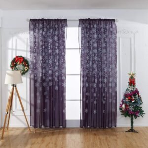 Black Sheer Curtains 32 X 80 Inches Long 1 Panel,Snowflake Texture Semi Sheer Curtains,Light Filtering Voile Lace Curtains,Red Sheer Curtains Drapes for Home Farmhouse Living Room Bedroom