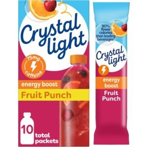 Crystal Light Energy Boost Fruit Punch Drink Mix, 10 ct On-the-Go Packets