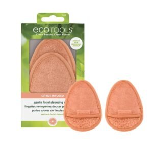 EcoTools Gentle Facial Cleansing Cloths, Makeup Remover Cloth Infused With Citrus, Reusable Face Cloths Deep Clean Skin, Eco Friendly Washcloth For Face, Vegan, & Cruelty-Free, 2 Count