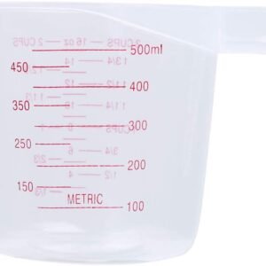 FEESHOW Clear Plastic Heat-Resistant Stackable Measuring Cup with Angled Grip and Spout Essential Kitchen Accessories Clear 500ml