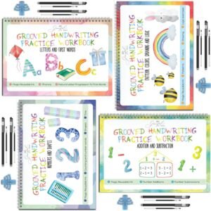 Graceful By Design Grooved Handwriting Book with Pens (All 4 Books) Practice Writing Letters for Kids, Handwriting Practice for Kids, Kids Writing Practice Book, Groove Writing Book