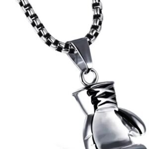 Men Women Punk Stainless Steel Boxing Glove Chain Pendant Necklace Personalized Fitness Sports Jewelry Gift