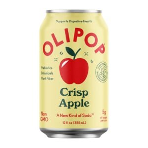 OLIPOP Prebiotic Soda Pop, Crisp Apple, A New Kind of Soda Packed with Prebiotics, Fiber, and Botanicals, Gluten Free, Vegan, GMO Free, 12oz (Single Can)