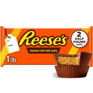 REESE'S Milk Chocolate Half-Pound Peanut Butter Cups, Candy Pack, 16 oz (2 Pieces)