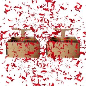 Razzle-Dazzle, Confetti Explosion Gift Box Insert 2pk Red (DIY). Show Them How Much You Cherish Them With Our Exploding Surprise Confetti Add-On. Christmas, Anniversary, Valentines, Birthday, Wedding