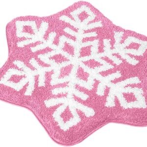 Rugs for Bedroom,24" Absorbent Thick Shaggy Non-Slip Extra Soft Washable Snowflake Shape Outdoor Mat,Quick Dry Plush Indoor Rugs for Living Room Floor Home Bedroom Kitchen Bathroom