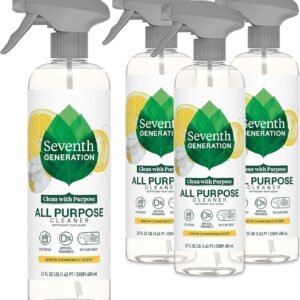 Seventh Generation All Purpose Cleaning Spray Surface Cleaner Lemon Chamomile scent Cuts Grease 23 oz, Pack of 4