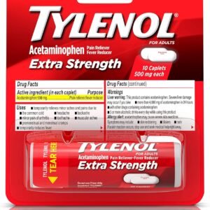 Tylenol Extra Strength Caplets with 500 mg Acetaminophen, Pain Reliever & Fever Reducer, 10 ct