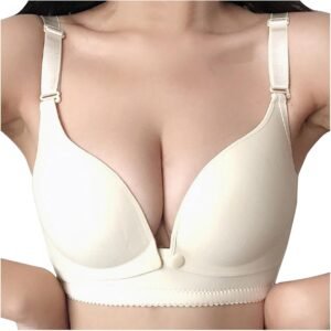 Women's Cute Bra Plus Size Thin Style Breathable Friendly Non Steel Ring Bra Solid Color Striped Comfy Premium Underwear