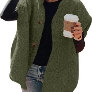 Womens Fleece Vest Button Down Sherpa Vest Stand Collar Sleeveless Fuzzy Jackets with Pockets Winter Fleece Jacket