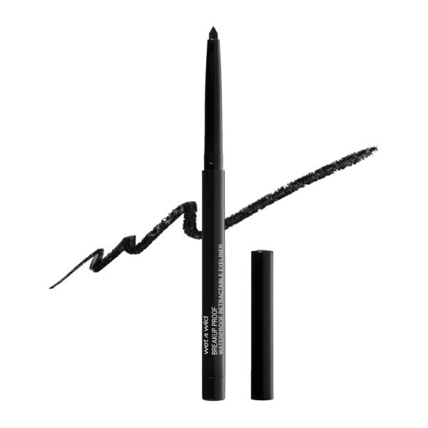 wet n wild Mega Last Breakup Proof Retractable Eyeliner - Ultra-Fine Brush, Waterproof,16-Hour Long-Lasting Wear - Cruelty-Free & Vegan - Blackest Black